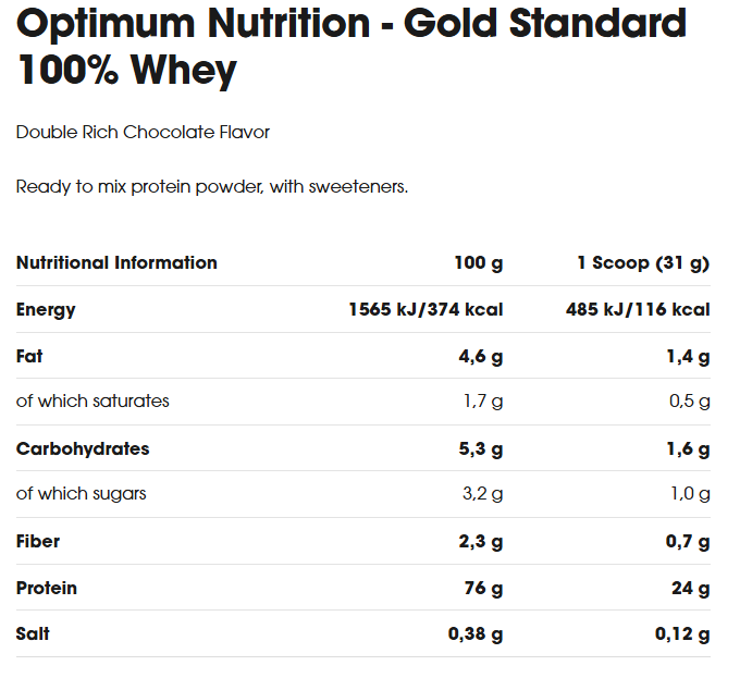 ON supplement facts