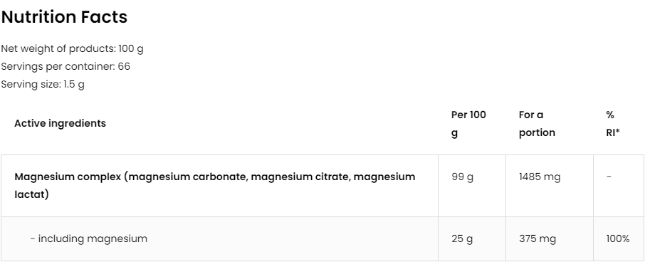 OstroVit Triple Magnesium 100 g unflavored