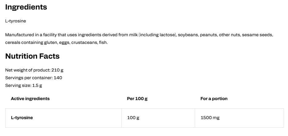 Tyrosine 210 g